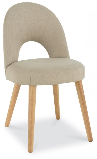 Premier Collection Oslo Oak Upholstered Chair - Stone Fabric (Pair)