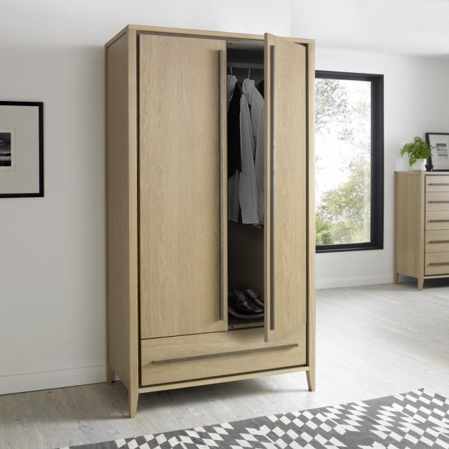 Premier Collection Rimini Aged Oak & Weathered Oak Double Wardrobe