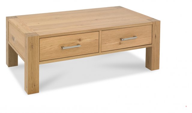 Turin Light Oak Coffee Table With, Oak Side Tables With Drawers