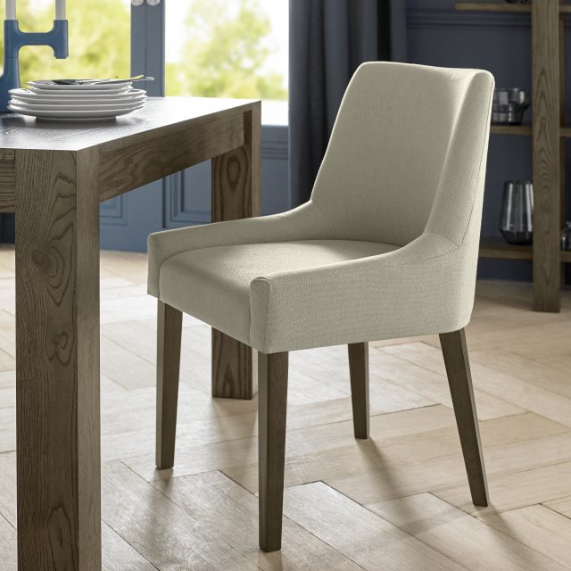 Premier Collection Ella Dark Oak Scoop Back Chair - Silver Grey Fabric   (Pair)