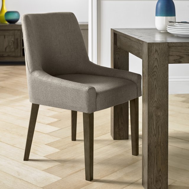 Premier Collection Ella Dark Oak Scoop Back Chair - Titanium Fabric  (Pair)