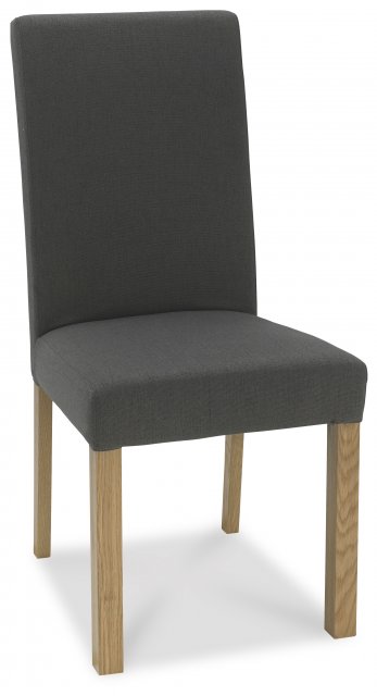 Premier Collection Parker Light Oak Square Back Chair - Cold Steel Fabric  (Pair)