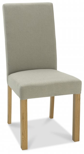 Premier Collection Parker Light Oak Square Back Chair - Silver Grey Fabric   (Pair)