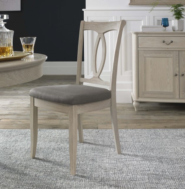 Signature Collection Bordeaux Chalk Oak Slat Dining Chair - Titanium Fabric (Pair)