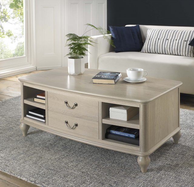 Signature Collection Bordeaux Chalk Oak Coffee Table With Drawers