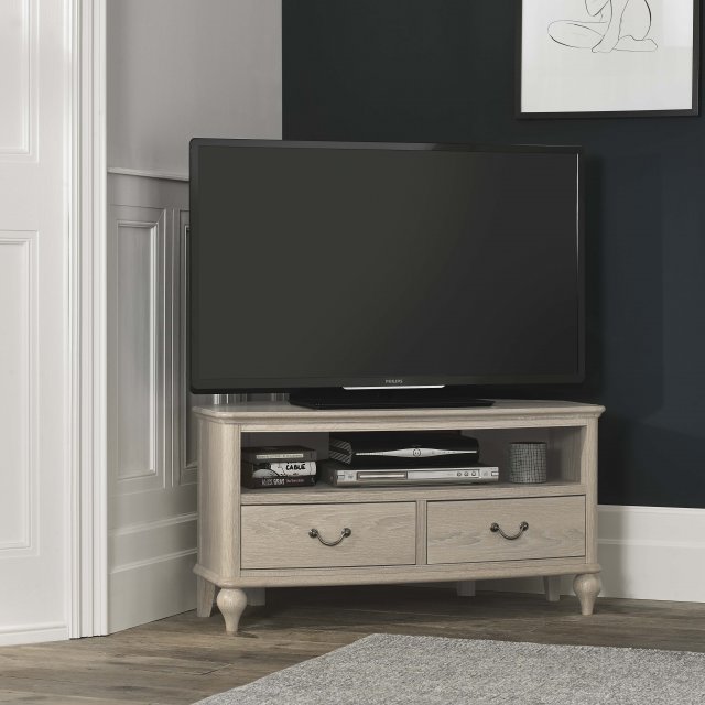 Signature Collection Bordeaux Chalk Oak Corner Tv Unit