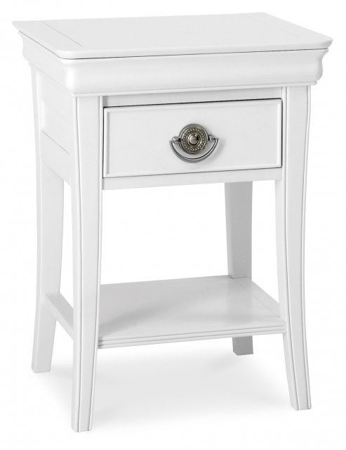 Bentley Designs Chantilly White 1 Drawer Nightstand- angle