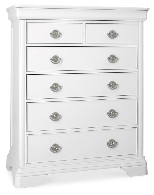 Bentley Designs Chantilly White Bedroom 2+4 Chest of Drawers- angle