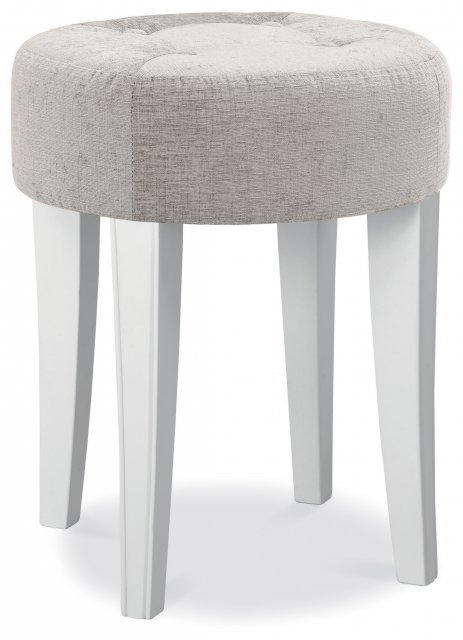 Bentley Designs Chantilly White Stool- Grey Fabric- angle