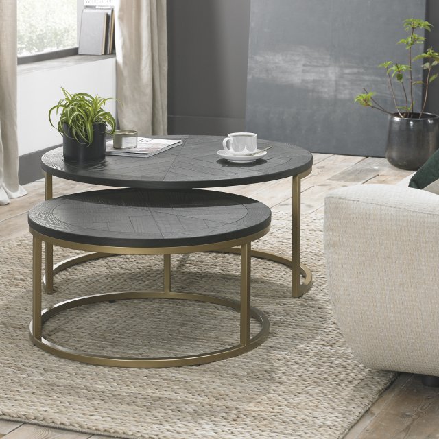 Signature Collection Chevron Peppercorn Ash Coffee Nest Of Tables