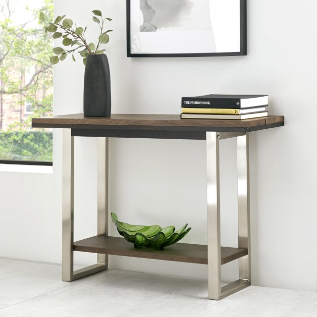 Oak Effect Console Table Clearance 55, Quebec Wave Console Table
