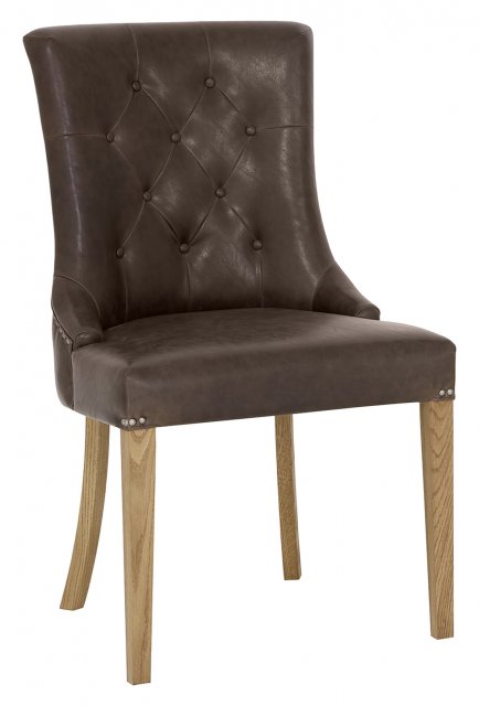 Westbury Rustic Oak Upholstered Scoop Chair | Faux Leather Westbury Rustic Oak Upholstered Scoop Chair | Faux Leather