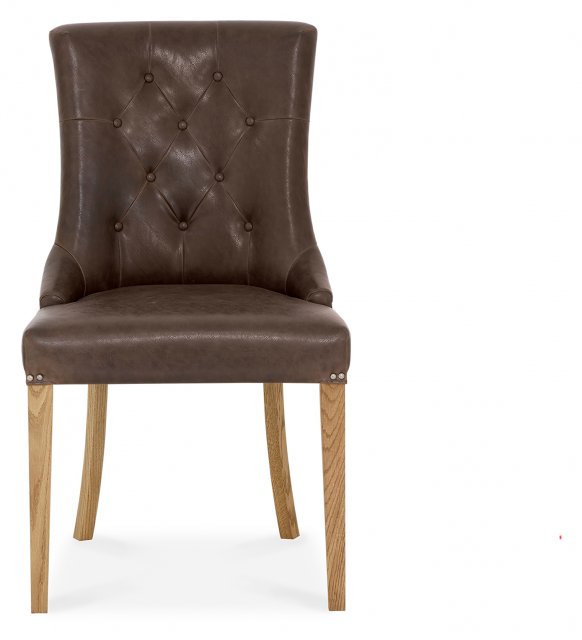 Rustic Oak Uph Scoop Chair - Espresso Faux Leather (Pair)