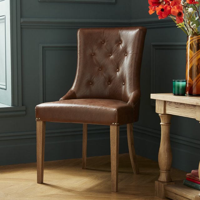 Westbury Rustic Oak Upholstered Scoop, Oak Leather Chairs