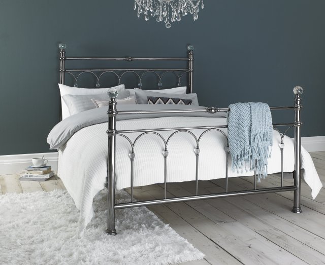 Bentley Designs Krystal Antique Nickel Bedstead- 135cm Double- Feature