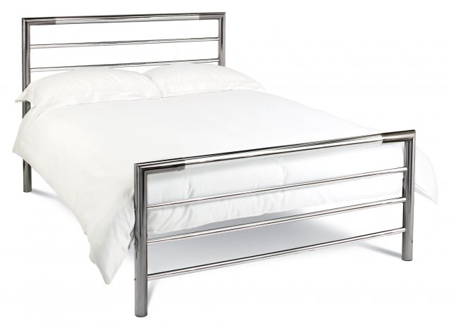 Headboards & Bedsteads Collection Urban Shiny Nickel & Black Nickel Bedstead Small Double 122cm