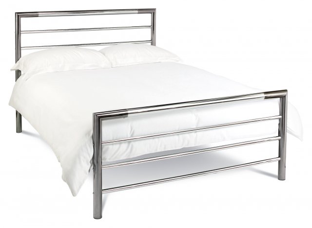 Headboards & Bedsteads Collection Urban Shiny Nickel & Black Nickel Bedstead Double 135cm