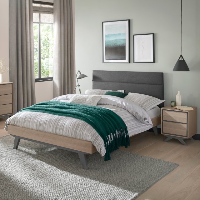 Premier Collection Brunel Scandi Oak & Dark Grey Uph Bedstead Double 135cm