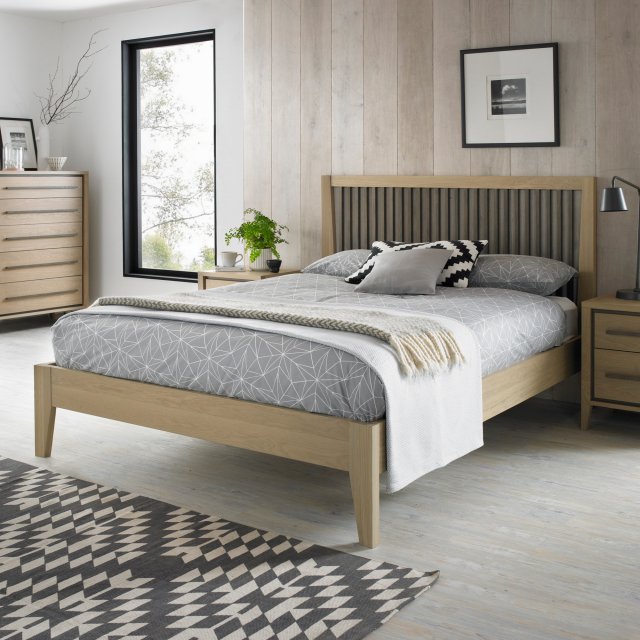 Premier Collection Rimini Aged Oak & Weathered Oak Slatted Bedstead 135cm Double