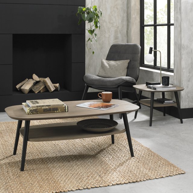 Premier Collection Vintage Weathered Oak & Peppercorn Coffee Table