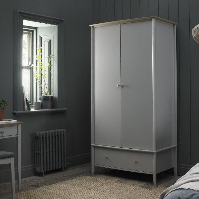 Premier Collection Whitby Scandi Oak & Warm Grey Double Wardrobe