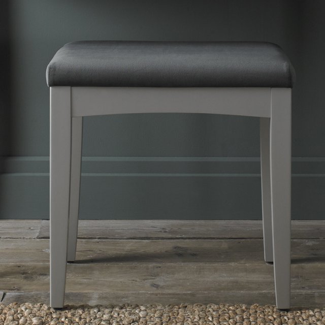 Premier Collection Whitby Scandi Oak & Warm Grey Stool - Gun Metal Velvet