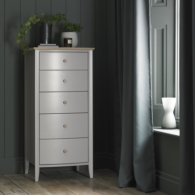 Premier Collection Whitby Scandi Oak & Warm Grey 5 Drawer Chest