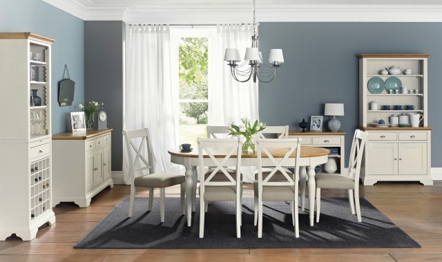 Premier Collection Hampstead Soft Grey & Oak Dining Set 'D' - Table & 6 Chairs