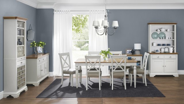 Premier Collection Hampstead Soft Grey & Oak Dining Set 'F' - Table & 6 Chairs