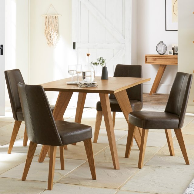 Premier Collection Cadell Rustic Oak Dining Set 'A' - Table & 4 Chairs