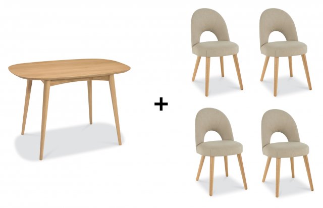 Premier Collection Oslo Oak Dining Set 'C'- Table & 4 Chairs