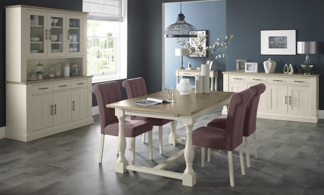 Signature Collection Chartreuse Aged Oak & Antique White Dining Set 'E' - Table & 4 Chairs