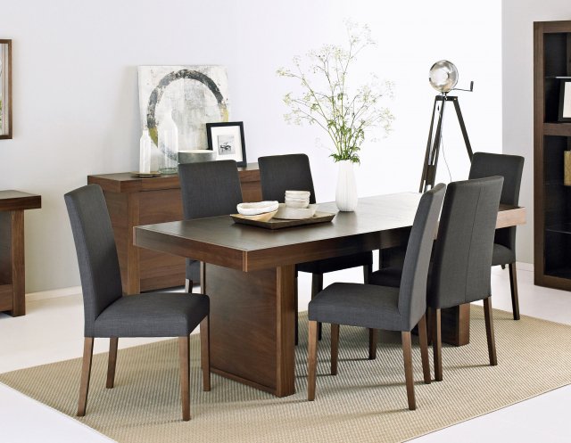 Premier Collection Akita Walnut Dining Set 'D' - Table & 6 Chairs