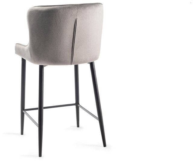 Gallery Collection Cezanne Grey Velvet Fabric Bar Stools with