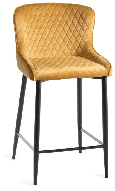 Gallery Collection Cezanne Mustard Velvet Fabric Bar Stool with