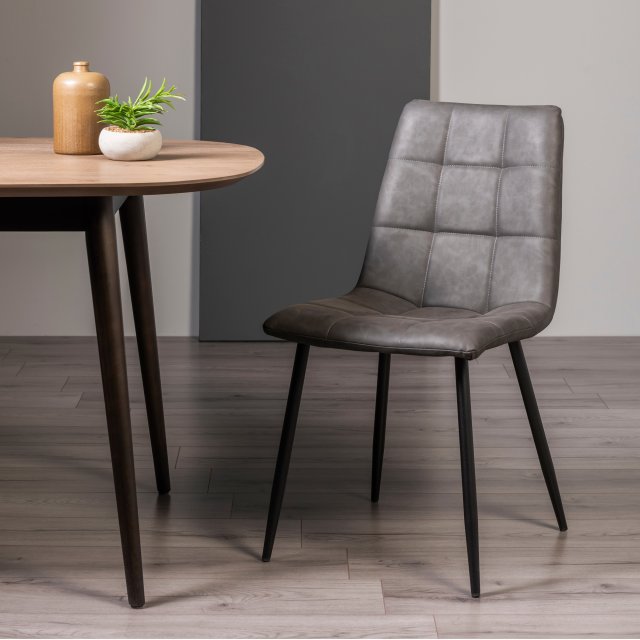 Gallery Collection Mondrian - Dark Grey Faux Leather Chair with Black Legs (Pair)