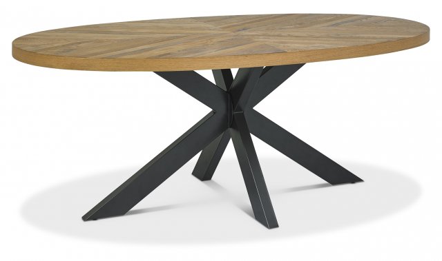 Bentley Designs Ellipse Rustic Oak 6 Seat Dining Table- front angle shot