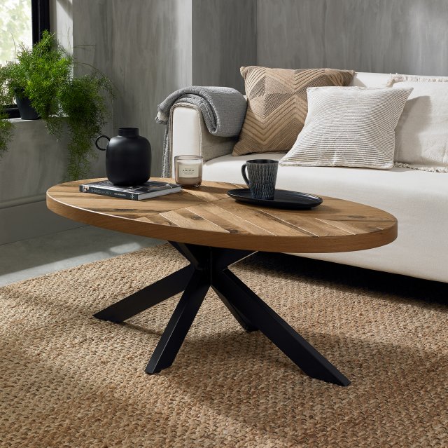 Bentley Designs Ellipse Rustic Oak Coffee Table- feature