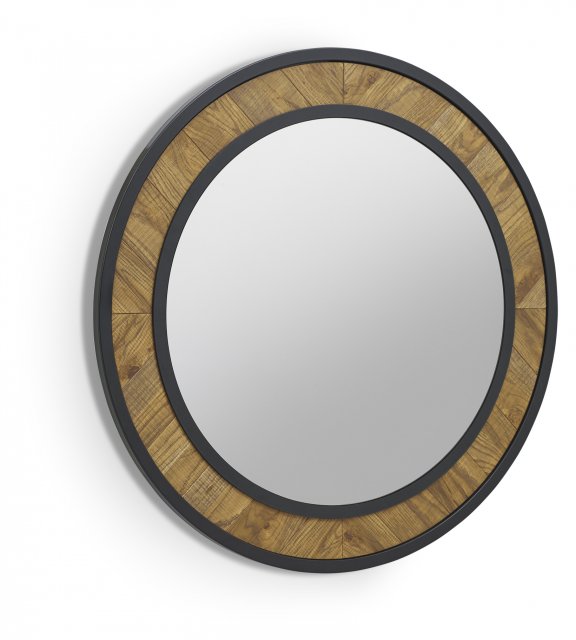 Bentley Designs Ellipse Rustic Oak Wall Mirror- front angle shot