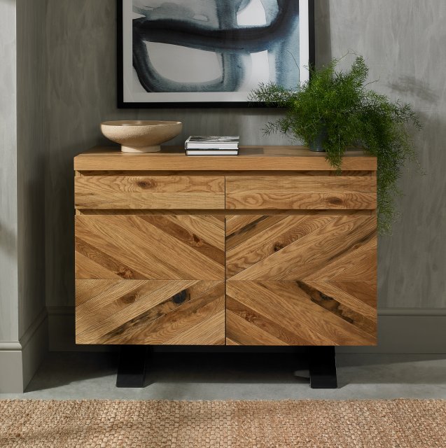 Bentley Designs Ellipse Rustic Oak Narrow Sideboard- feature