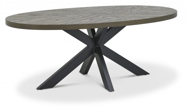 Bentley Designs Ellipse Fumed Oak 6 Seat Dining Table- front angle shot