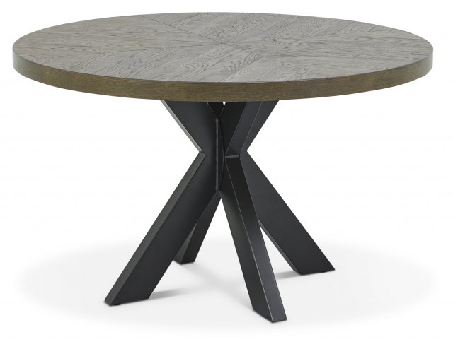 Bentley Designs Ellipse Fumed Oak 4 Seat Circular Dining Table- front angle shot