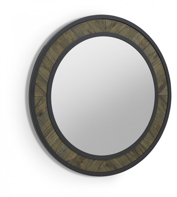 Bentley Designs Ellipse Fumed Oak Circular Wall Mirror- front angle shot