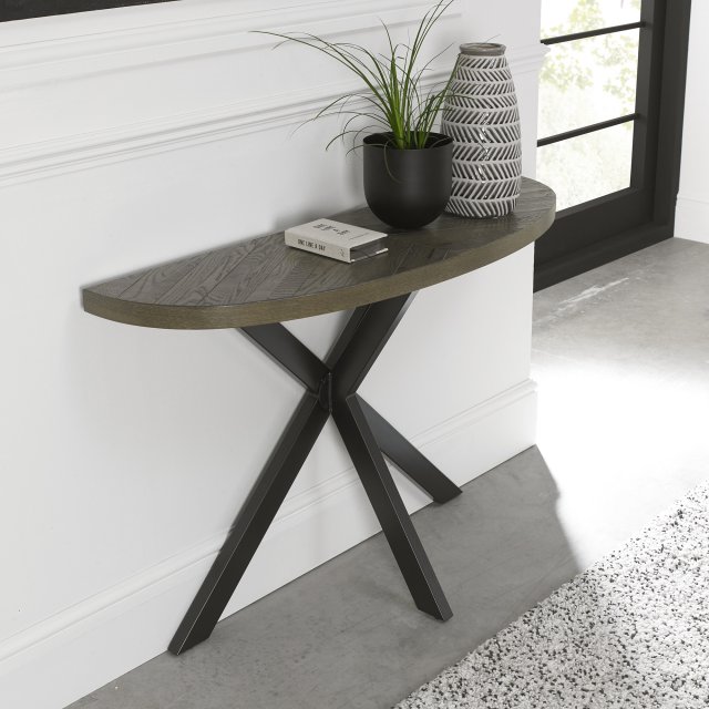 Bentley Designs Ellipse Fumed Oak Console Table- feature