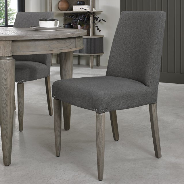 Bentley Designs Monroe Silver Grey Upholstered Chair- Slate Grey Fabric- feature