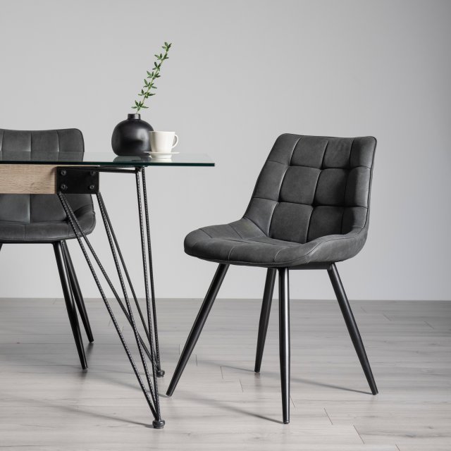 Gallery Collection Seurat - Dark Grey Faux Suede Fabric Chair with Black Legs (Pair)