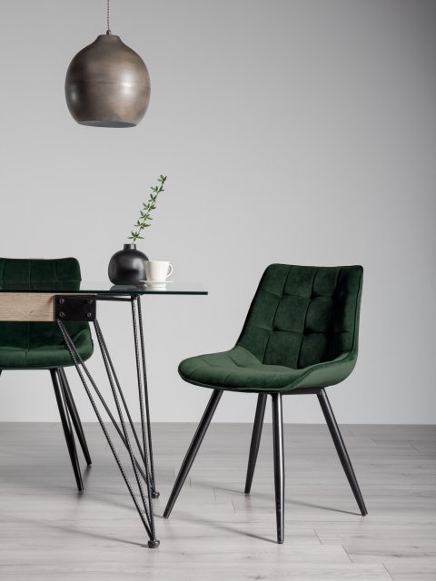 Gallery Collection Seurat - Green Velvet Fabric Chairs with Sand Black Powder Coated Legs (Pair)