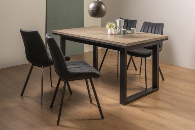 Signature Collection Tivoli Weathered Oak 4-6 Seater Table & 4 Fontana Dark Grey Faux Suede Fabric Chairs