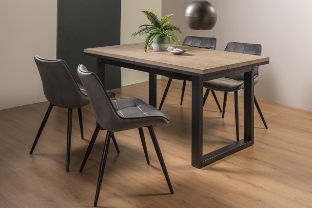 Signature Collection Tivoli Weathered Oak 4-6 Seater Table & 4 Seurat Grey Velvet Chairs