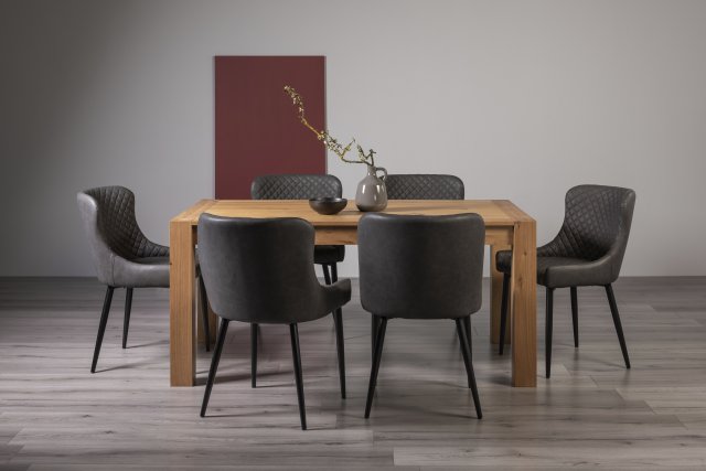 Turin Light Oak Cezanne 6 Seater, Dining Table And 6 Faux Leather Chairs